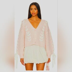 NWT For Love & Lemons Laurel Cardigan in Pink Size Medium